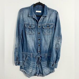 Abercrombie & Fitch Denim Long Sleeve Romper Cotton Jumpsuit, Medium